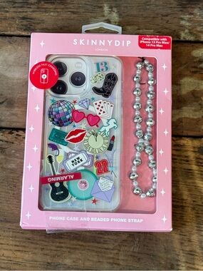 NIB Skinny Dip Cowgirl New York Disco Ball iPhone 13/14 Pro Case w/Strap